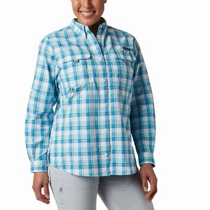 Columbia PFG Super Bahama™ Långärmad Tröja Dam Blå/Vita (MGRXK2178)